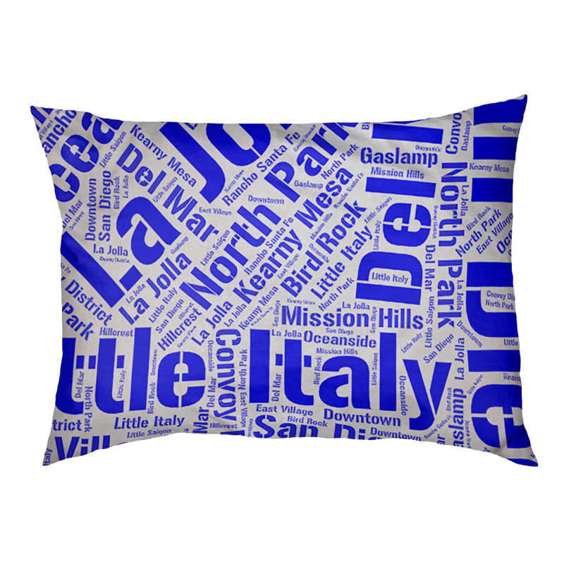 Coussin de chien « districts », Grand (l 40 po x P 30 po x H 14 po), Bleu, San Diego
