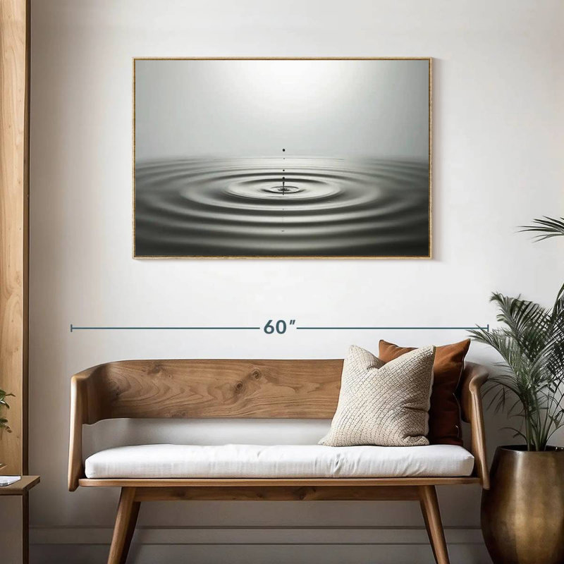 Ondulation de gouttelettes d'eau, Cadre flottant en bois naturel, 43 po x 29 po