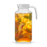 Joyjolt Ribbed Glass Pitcher With Handle Beverage Serveware & 2 Lids
