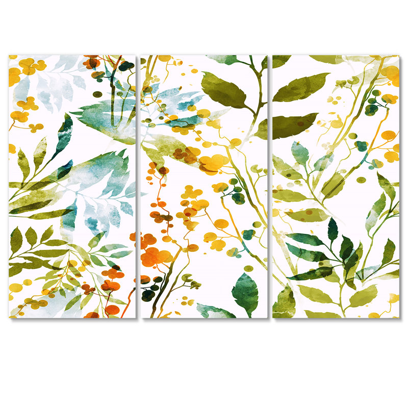 «Spring Herbs Flowers And Leaveson White», reproduction d'art sur toile, H 28 po x l 36 po x P 1 po