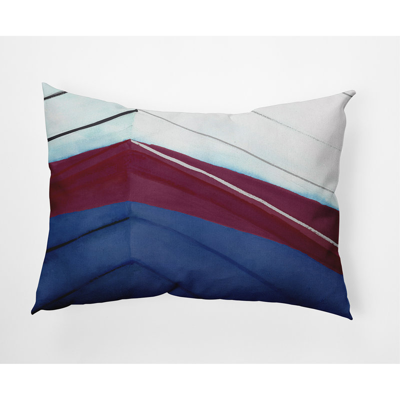 Boat Abstract Reversible Throw Pillow, Royal Blue