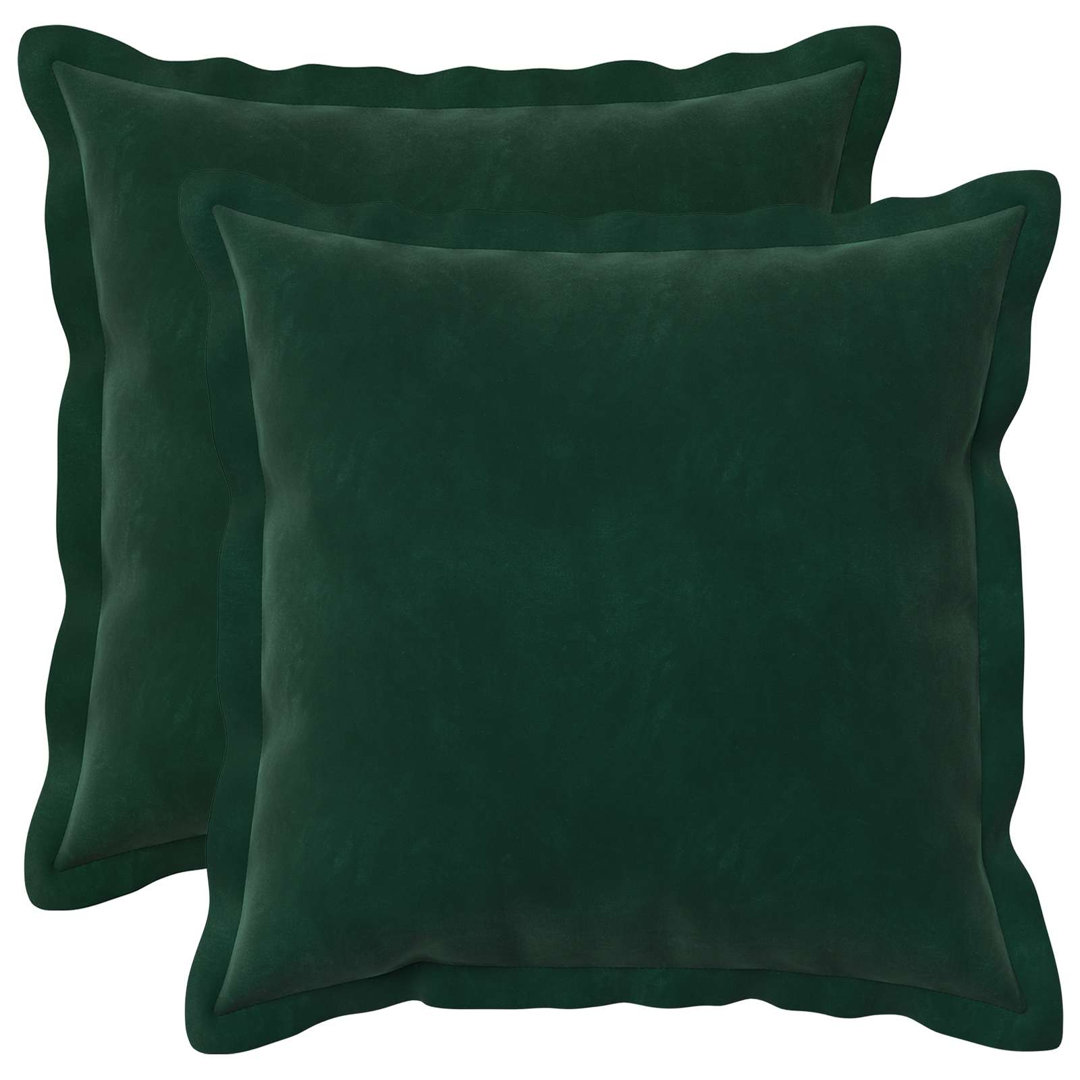 vidaXL - Cushion Cover - Velvet - Dark Green - 45 x 45 cm - Image 2