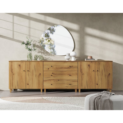 Commode 3-en-1 avec 3 tiroirs et 2 armoires de chambre à coucher Lysiane
