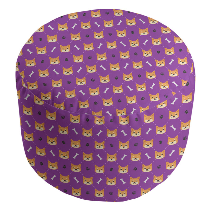 Avicia Upholstered Pouf, Purple Daffodil/White