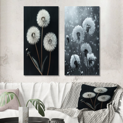 Elegant Dandelion Silhouette I - White Botanical