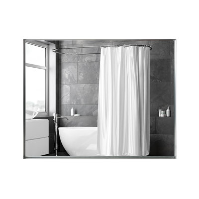Miroir de salle de bain rectangulaire biseauté mural, miroir de salle de bain mural à angle carré