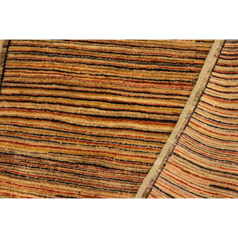 Abramowitz Abstract Handmade Hand-Knotted Rectangle 2'10" x 4'9" Wool Area Rug in Brown