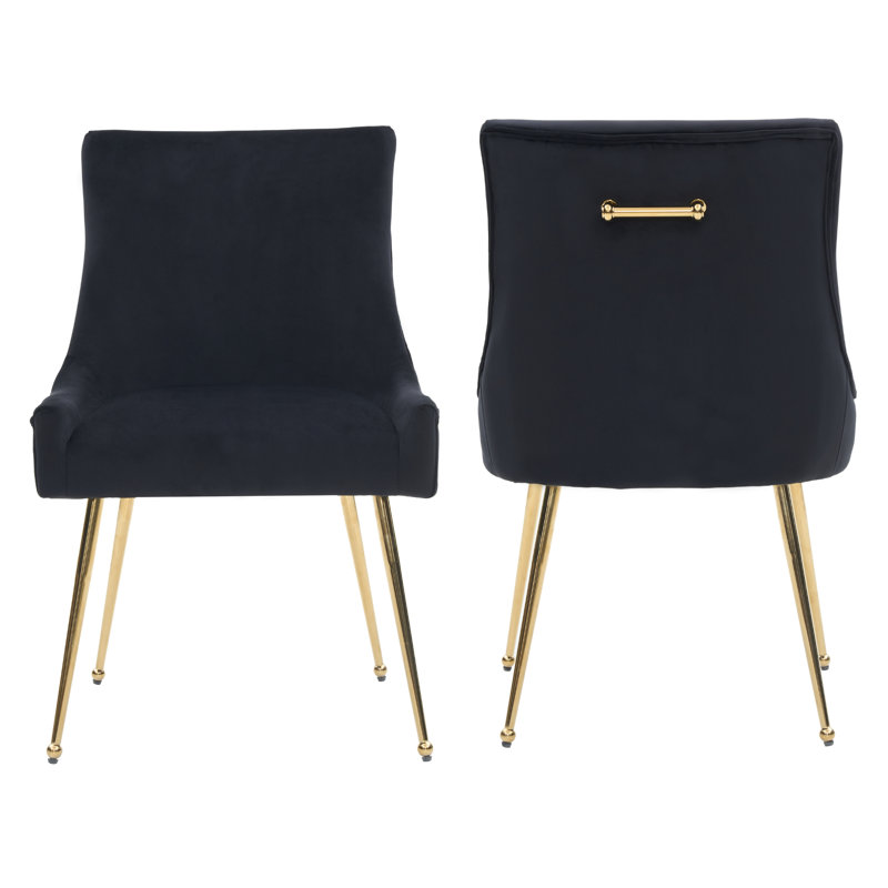 85 cm H Tufted Velvet and Sustain® Side Chair, Black