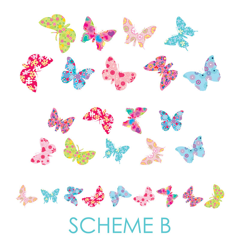 Décalcomanie murale pour chambre papillon, Schéma B