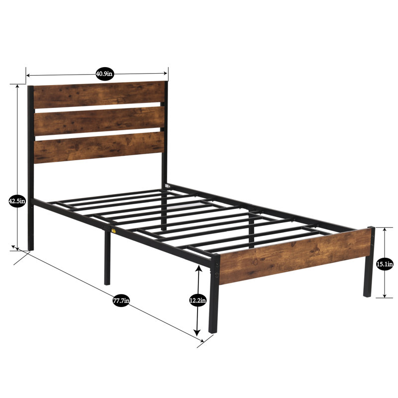 Alicia Steel Piece Bedroom Set, Brown, Twin