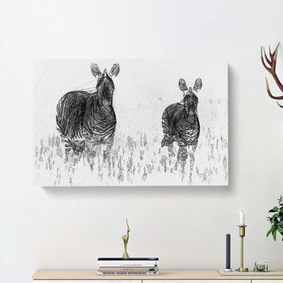 Two Zebras in Abstract - Wrapped Canvas