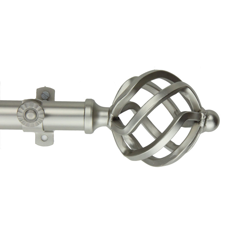 Tringle à rideaux simple réglable de 66 à 120 po Serna, Nickel satiné, H 2,5 po x l 170 po x P 2,75 po