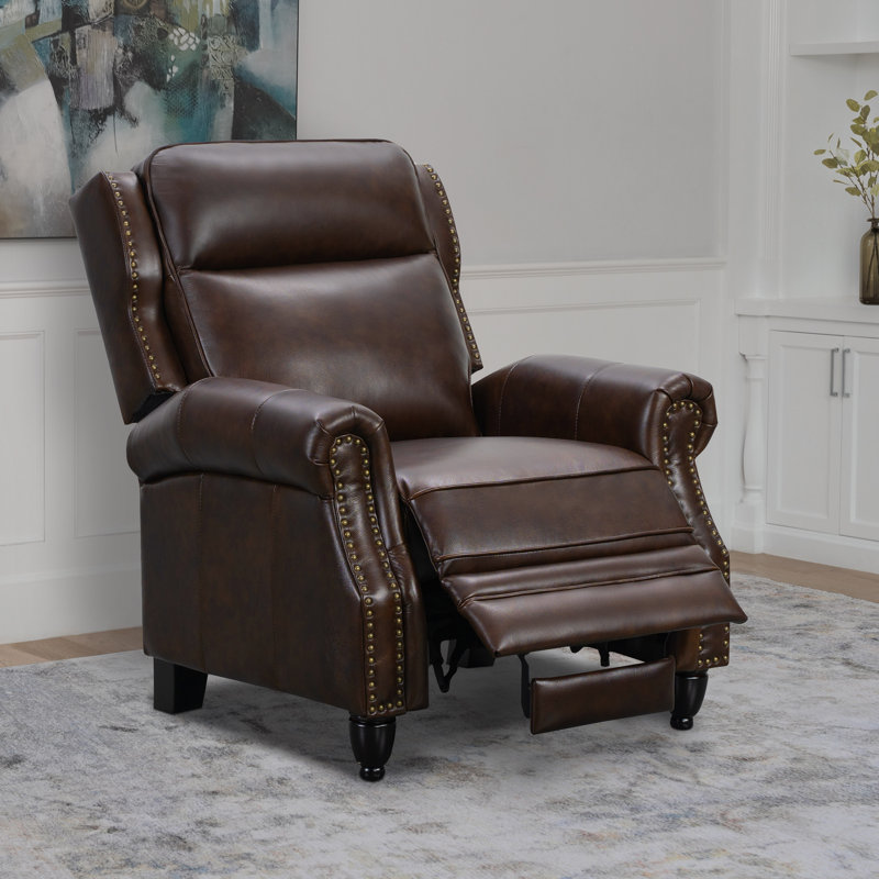 Fauteuil inclinable manuel 33 po Arrin, Cuir véritable brun foncé