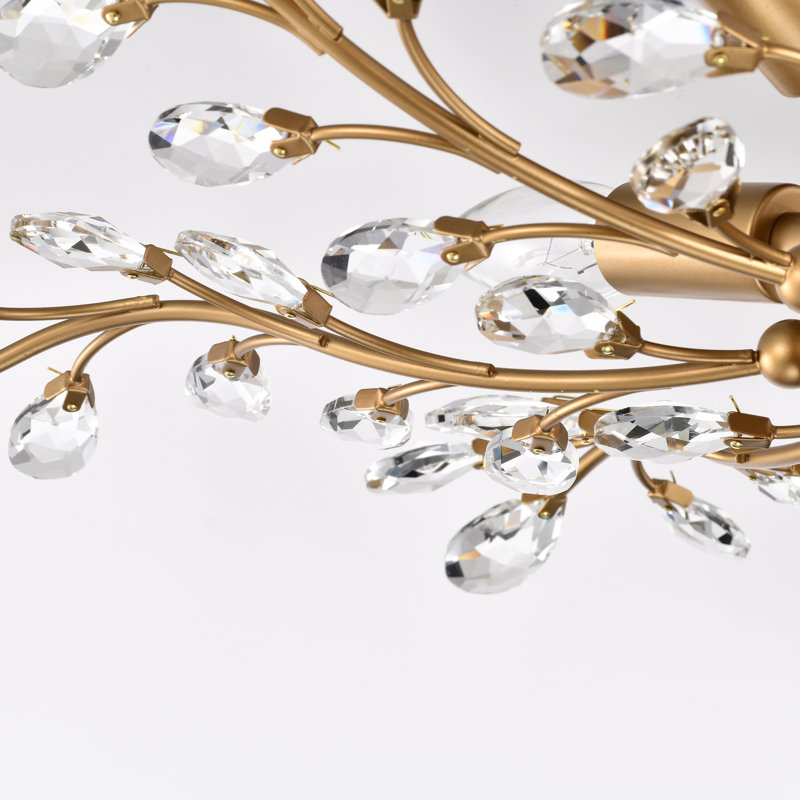 Plafonnier encastré 4 lumières en cristal l 23,6 po Aamnah, Bronze brillant