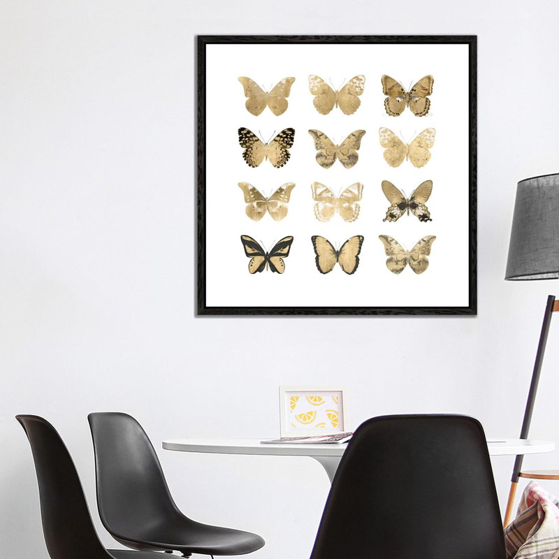 Butterfly Study In Gold II by Julia Bosco - Gallery-Wrapped Canvas Giclée on Canvas, Black Floater Framed