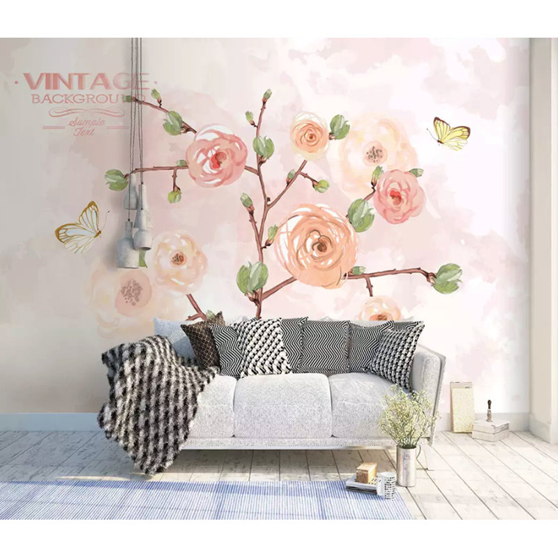 Papier peint texturé amovible Boho Florals Bohemian, l 55 po x L 35 po