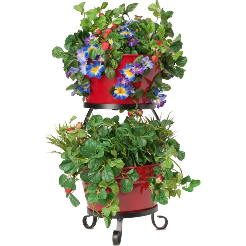 Verdi Metal Pot Planter, Red