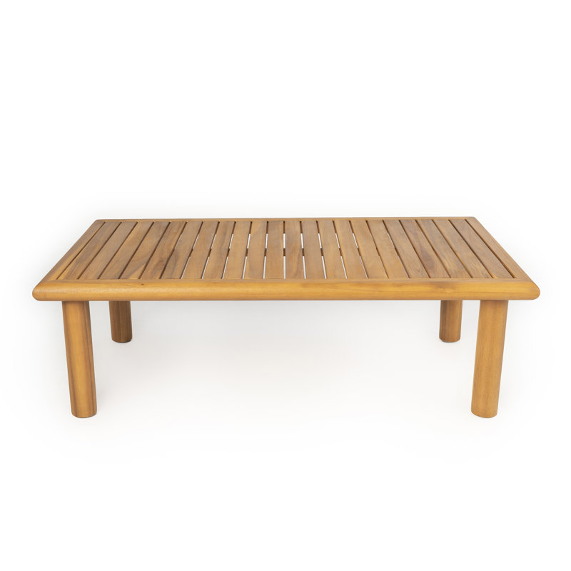 Laguna Outdoor Modern Coastal Solid Acacia Wood Coffee Table With Slatted Top