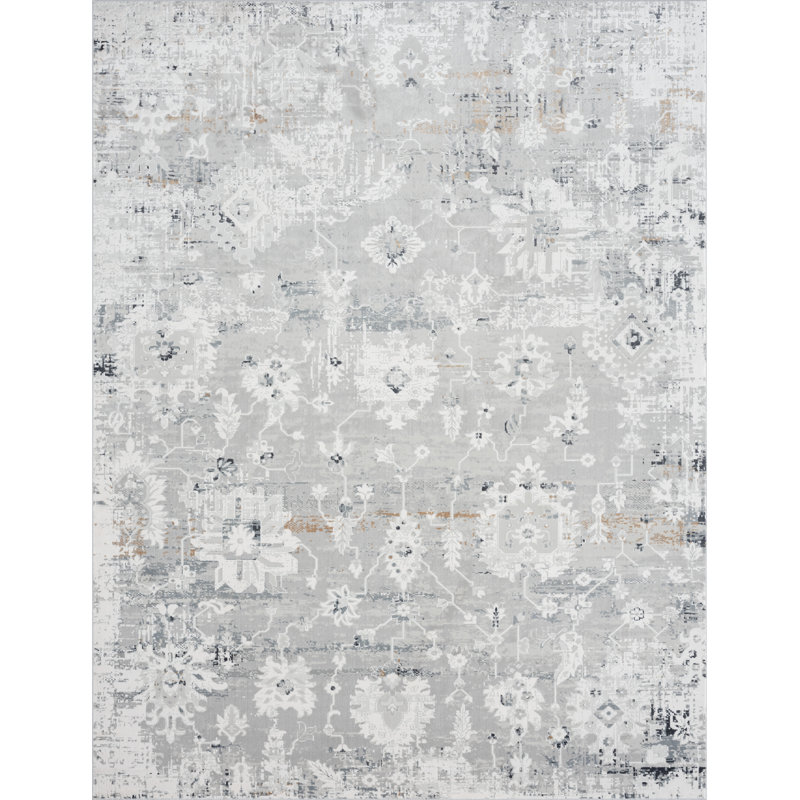 Hublersburg Floral Area Rug in Gray, Runner 2'6" x 8'
