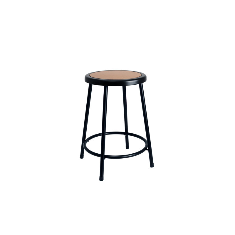 Tabouret en acier Felix, prêt à assembler, Noir, Noir / brun, Hauteur du comptoir (siège d'une hauteur de 24 po