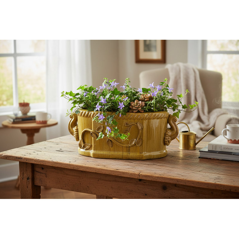 Mustard Ceramic Oval Planter