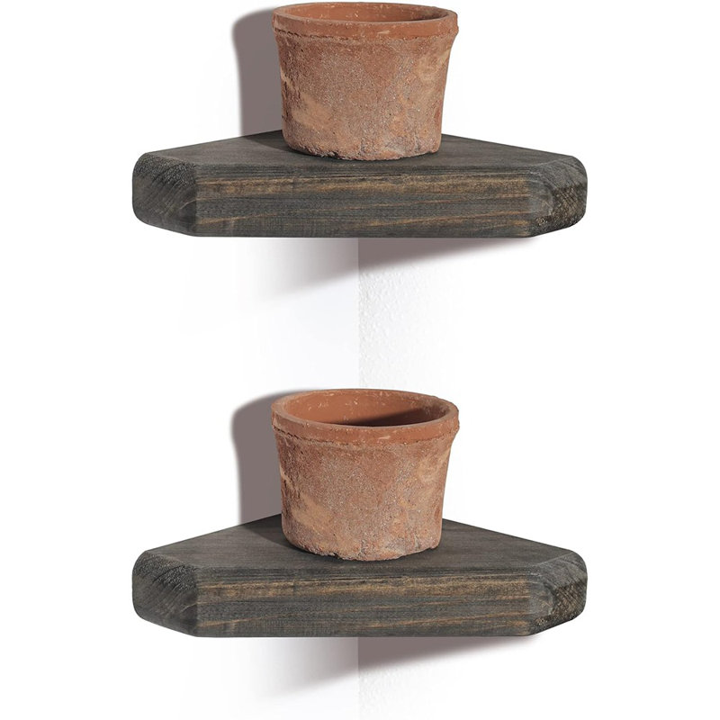 Petite tablette d'angle en bois rustique Point