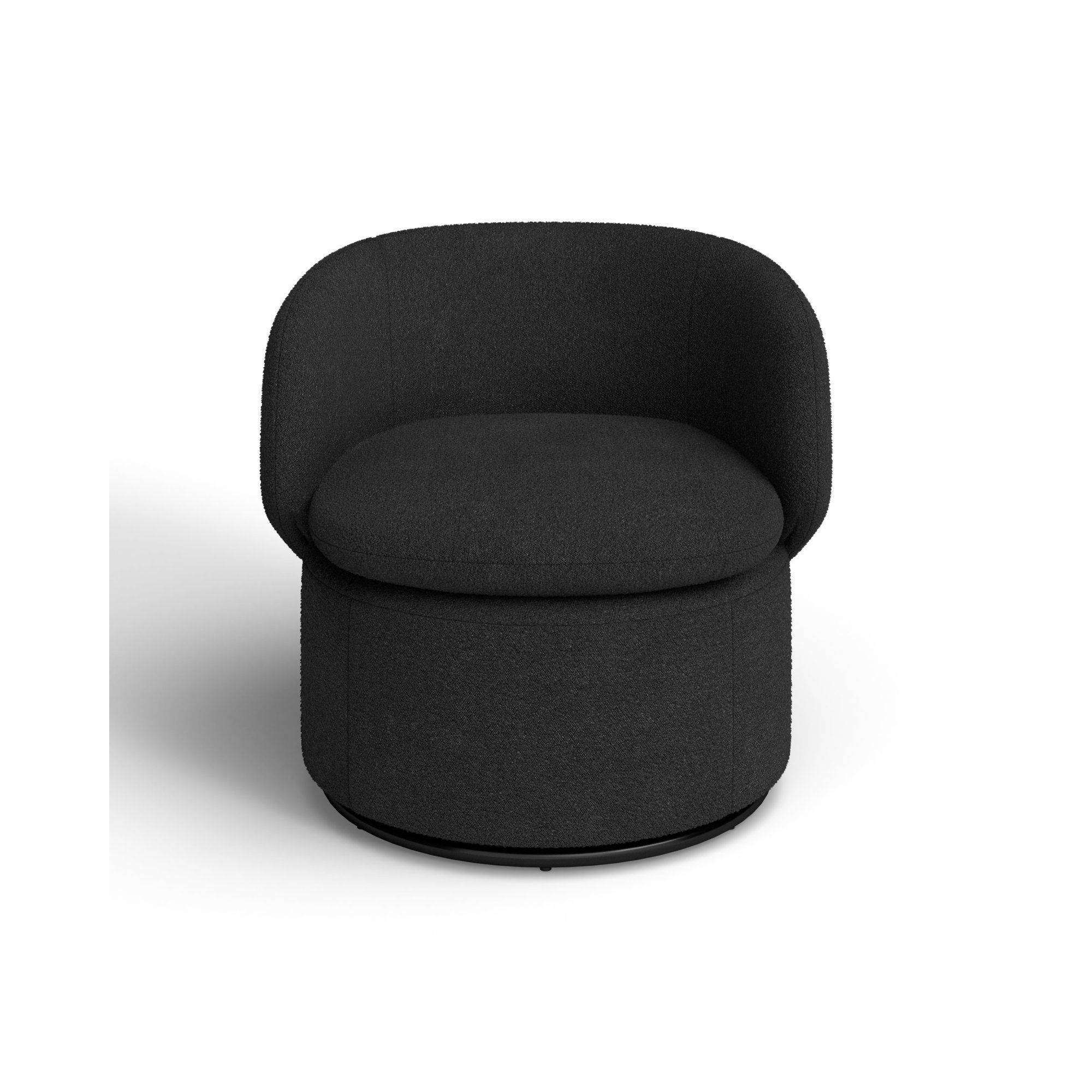 Janice Upholstered Swivel Barrel Chair, Black