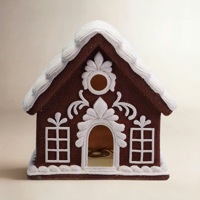 Short Lighted Resin Gingerbread House