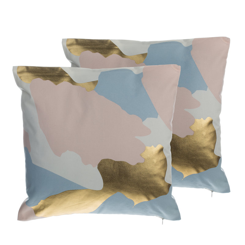 Burkey Abstract Purple/ Silver Square Cushion, Pink/Gold