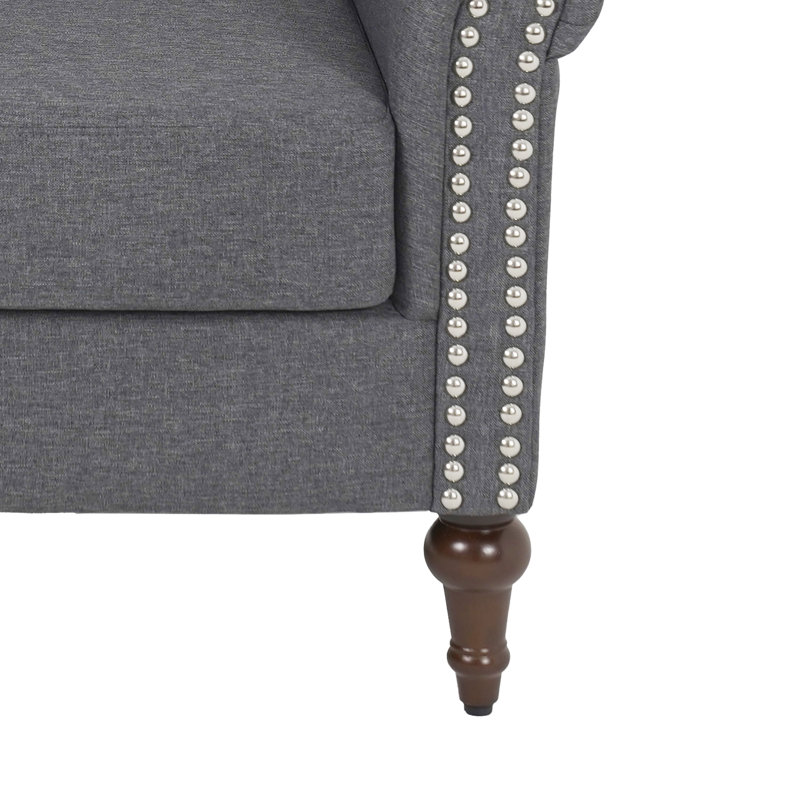 Fauteuil d'appoint capitonné de 29,9 po Abcde, Lin gris anthracite