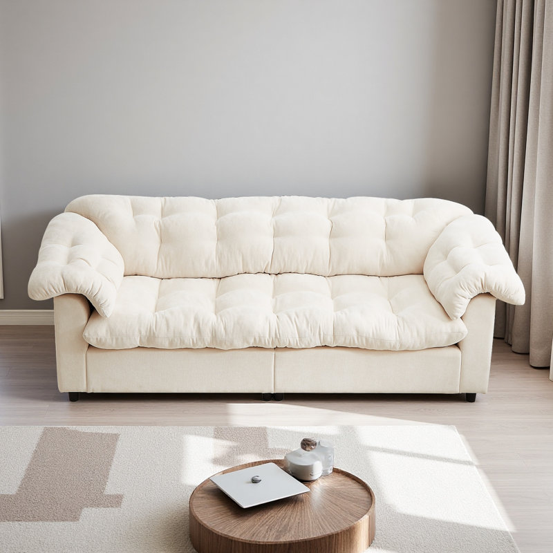 Canapé rembourré moelleux de 94,8 po avec siège moelleux et confort moderne 94,8 po convenant aux salons, chambres à coucher, bureaux et appartements