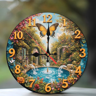 Butterfly Garden Fountain Clock
