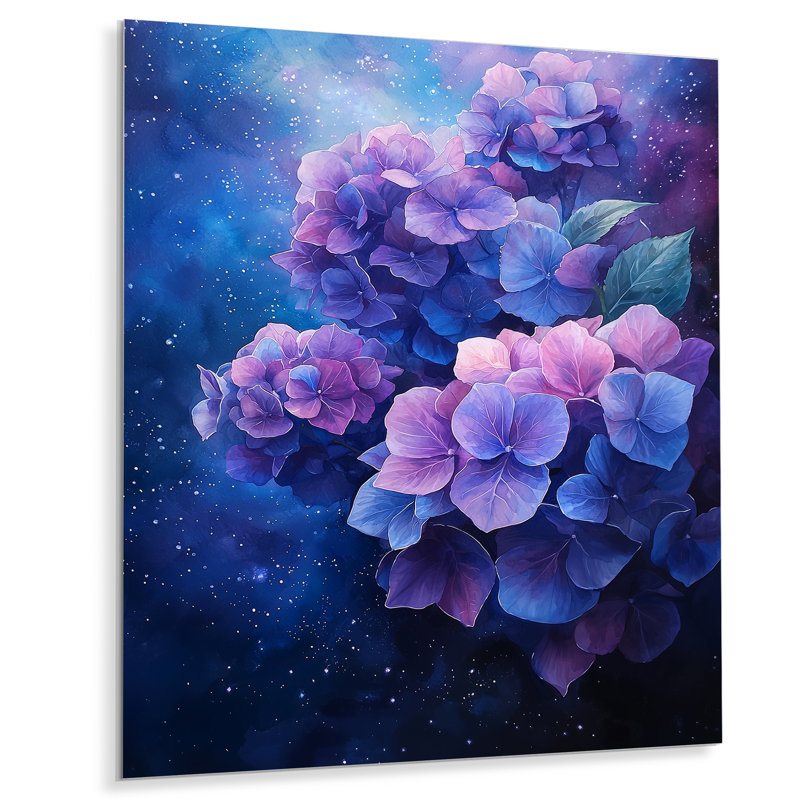 Hydrangea In Space - Hydrangea Large Metal Wall Art, 20" H x 12" W