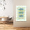 Three Blue Fish Pattern Contemporary Fish Beach Portrait Wall Art Print