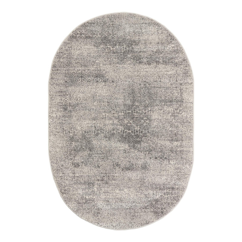 Kater Gray/White Area Rug, Oval 4'1" x 6'1"