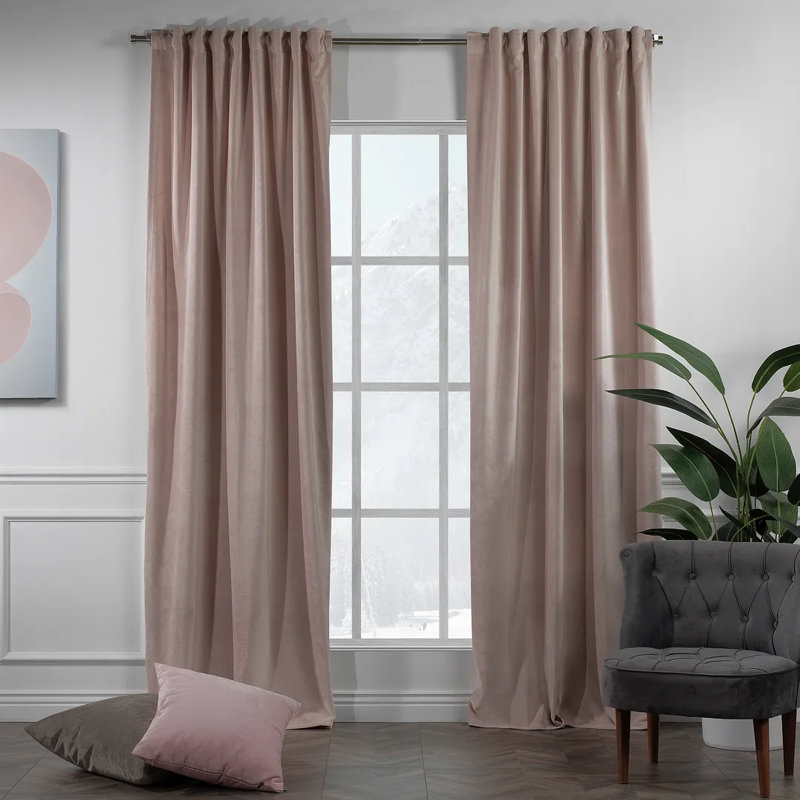 Rideau simple extra long et extra large en velours mat luxueux, 14 sel, L 52 po x L 63 po