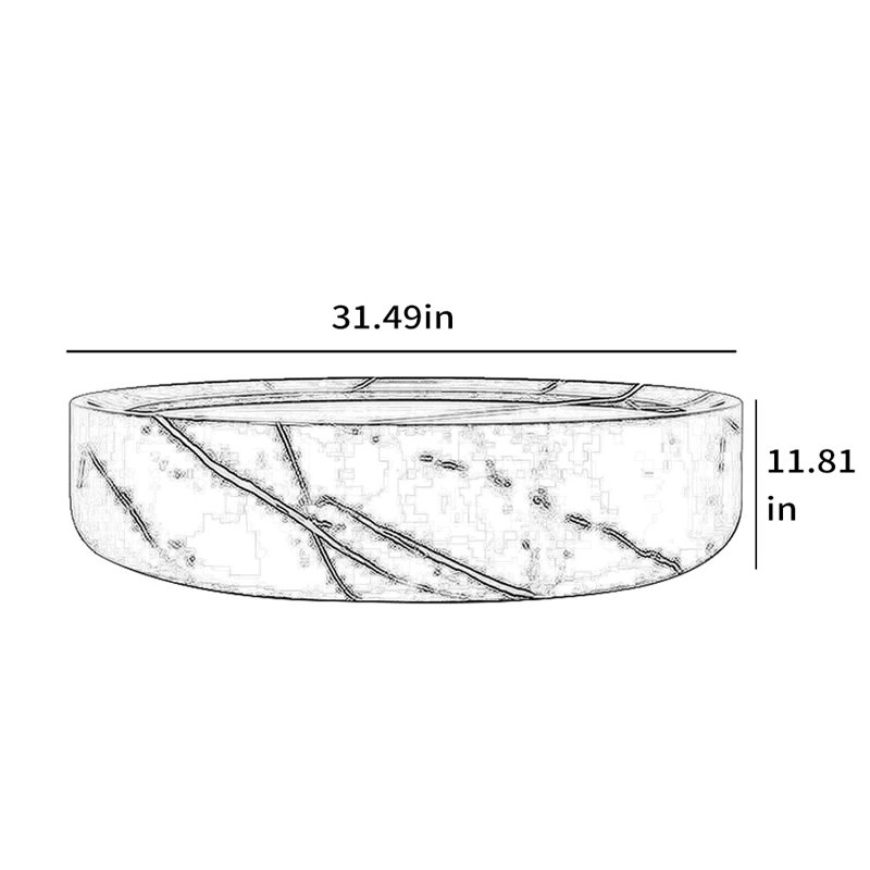 Table basse ronde en fibre de verre avec surface lisse, Noir, H 11,81 po x L 31,49 po x l 31,49 po