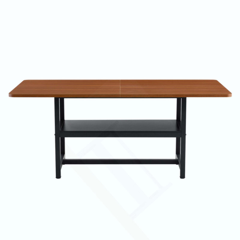 Walnut Textured MDF Dining Table With Storage Platform, 71 X 35.4 Inch | Gift Idea, Walnut