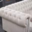 Canapé Chesterfield en tissu de lin beige