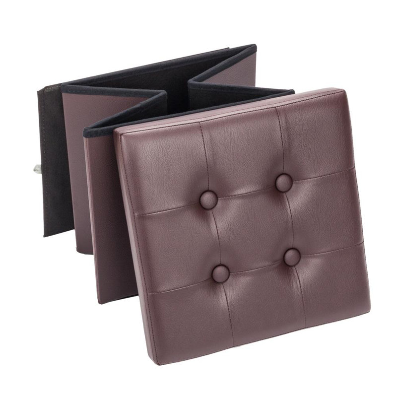 Repose-pieds de rangement carré en similicuir de 14,96 po Arlicia, Similicuir brun