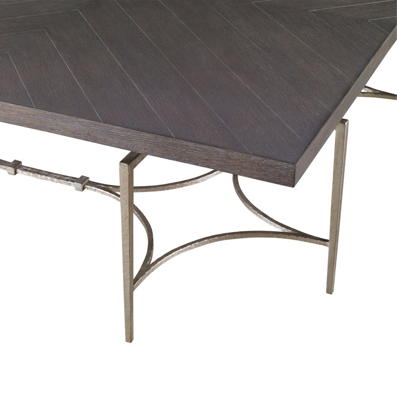 Square Brown Wood and Metal Cocktail Table