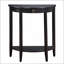 Élégante table basse en demi-lune noire avec tablette inférieure, structure en pin massif pour le rangement du salon Affichage
