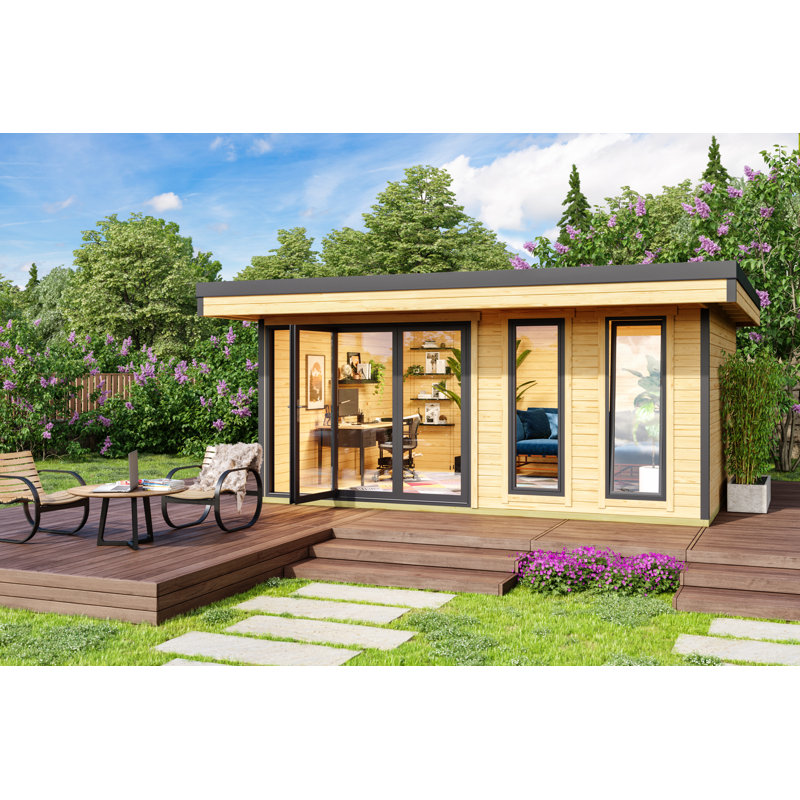  - 16.5 x 13.5 Ft. Premium Log Cabin With Aluminium Double Glazed Doors And Windows (44mm)