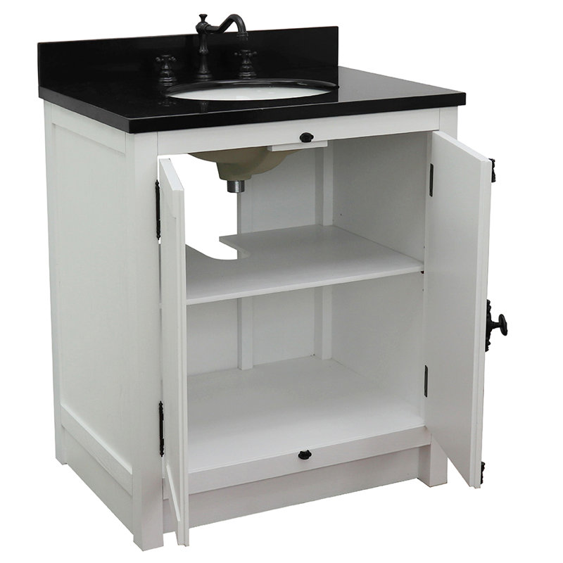 Ensemble de meuble-lavabo pour salle de bain simple 31 po Zielke, Noir galaxie, Glacier cendré