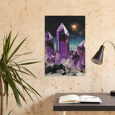 Art mural paysage galactique améthyste éthéré moderne rétro nature