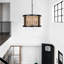 4-Light Farmhouse Rattan Cage Dimmable Chandelier with Black Finish and Adjustable Height