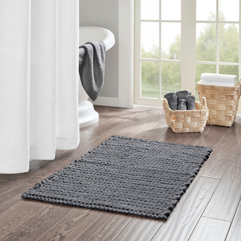 Tapis opulent 100% coton chenille, Gris anthracite, Simple - L 40 po x l 24 po