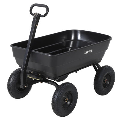 Heavy-Duty 4-Wheel Garden Dump Cart with 544 kg Capacity, Pneumatic Tyres and Quick-Release Tilt Tub for Lawn and Yard Work