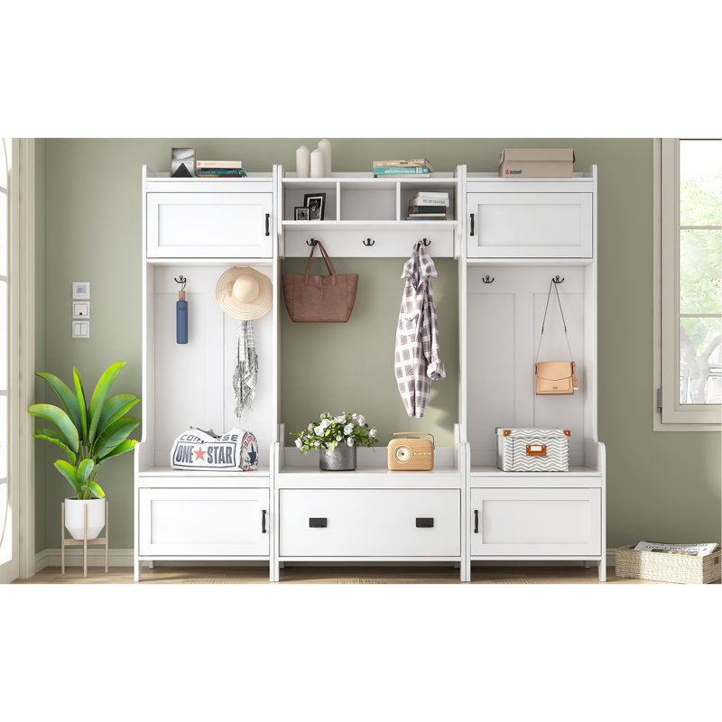 Versatile 4-In-1 Hallway Organizer With Multiple Storage Options And Stylish Hooks