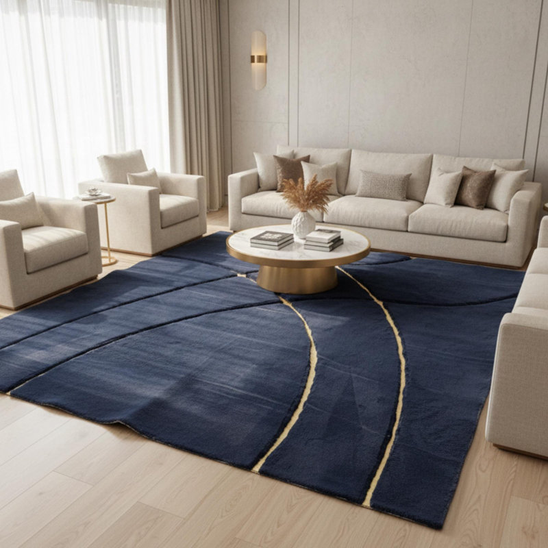 Tapis bleu marine en peluche Midnight, Rectangle 9 pi 6 po x 13 pi 6 po